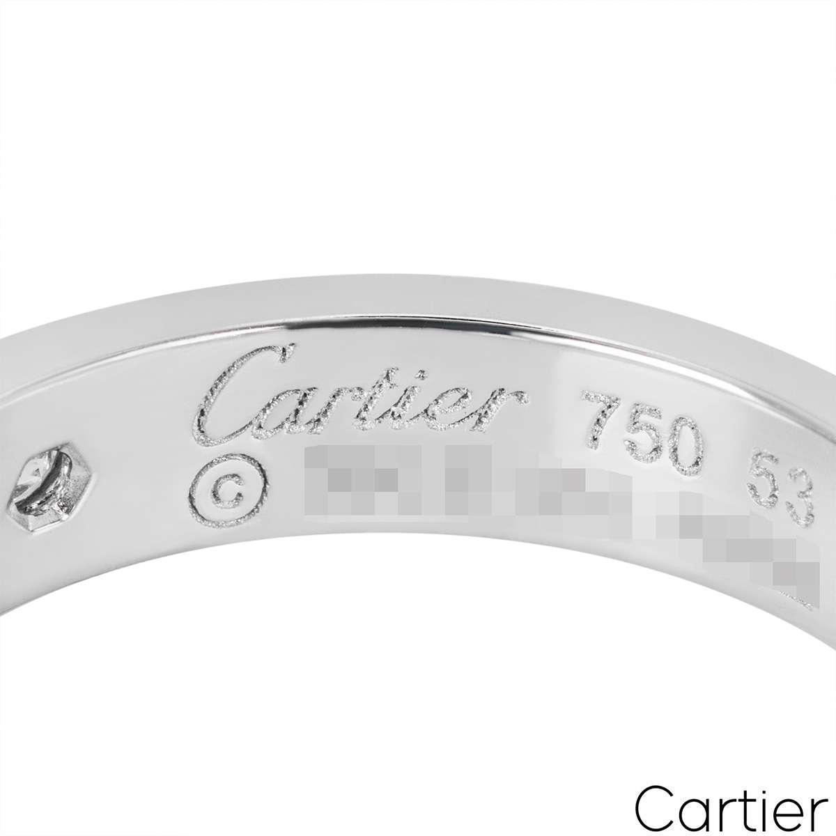 Cartier White Gold Diamond Love Wedding Band Size 53 B4050500